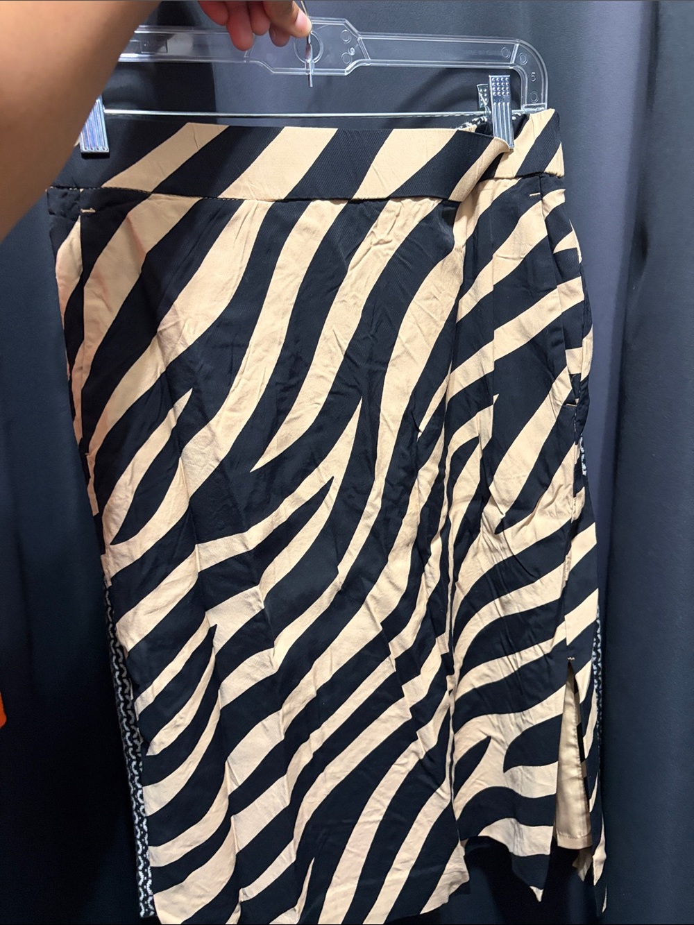 Black & Cream Zebra Print Midi Skirt